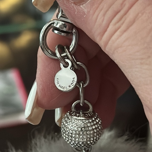 Authentic Vintage Michael Kors Fox Fur Pom Pom Keychain in Gray & Silver - Picture 7 of 13
